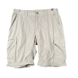 Columbia Mens Shorts Tan Cargo Omni-Shade Protection Stretch 32x10